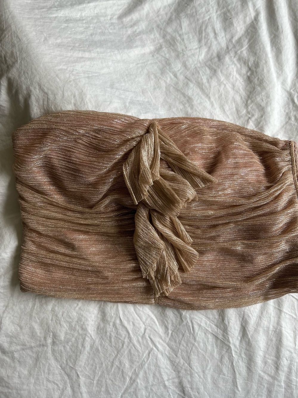 NWT Sparkling Metallic Knit Bandeau Top - Blush pink Gold Anthropologie 3x